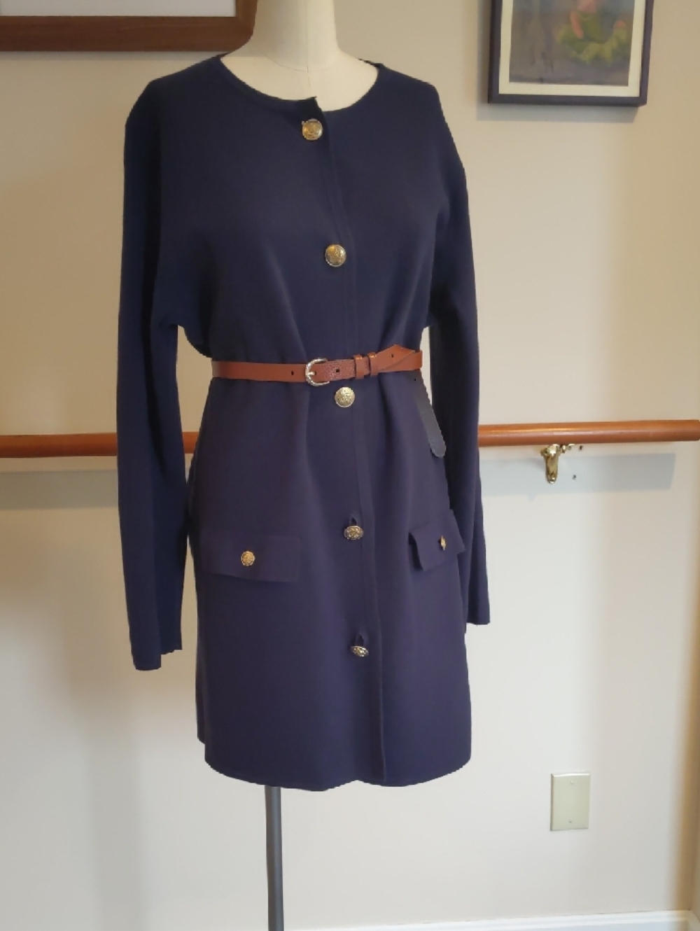 J. Crew Navy Ribbed Knit Long Giselle Cardigan